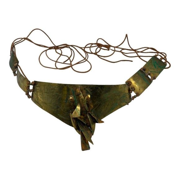 Statement Artisan Handmade Brutalist Boho Hippie Wide Brass Copper Belt OOAK main image 12